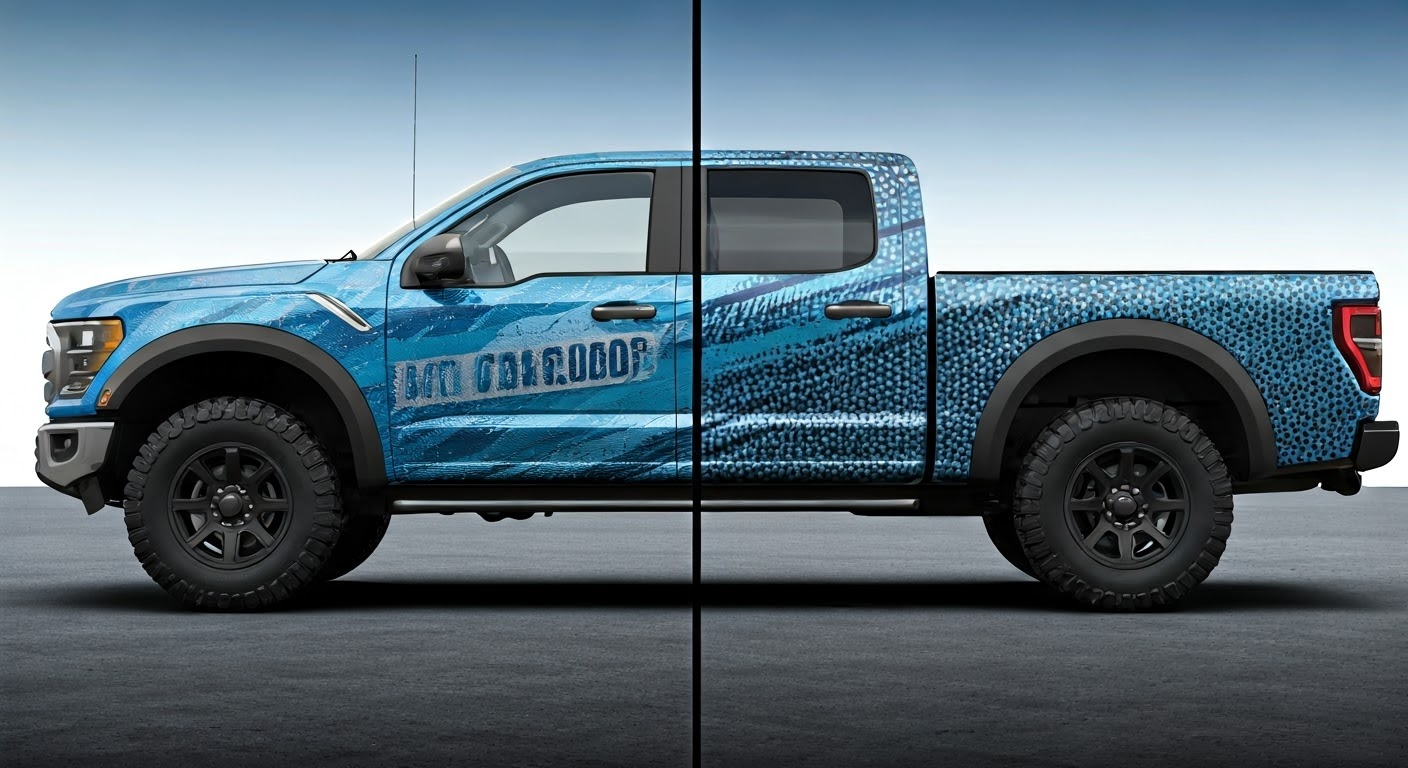 Truck with vinyl wrap vs painted truck