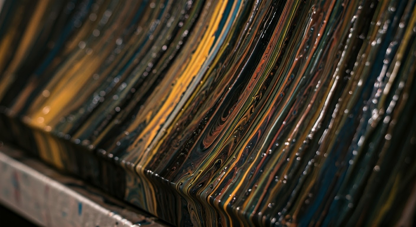 Acrylic painting drying with a fan.