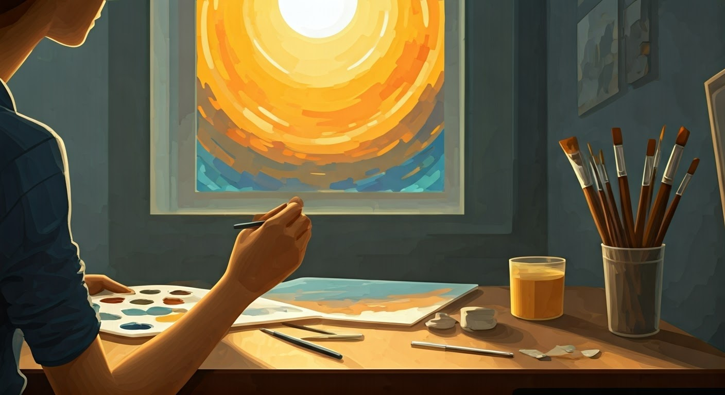 Person painting over acrylics step-by-step.