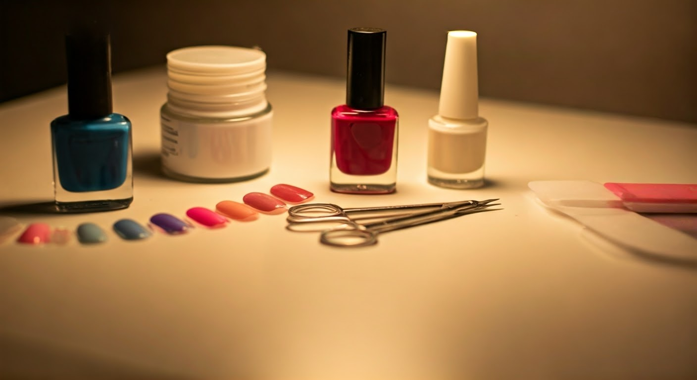 Nail painting setup for beginners.