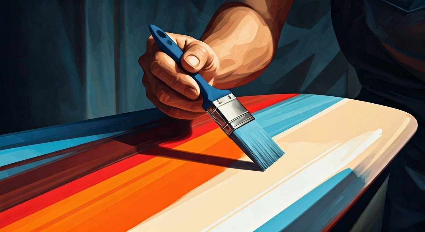 Painter applying paint over coatings