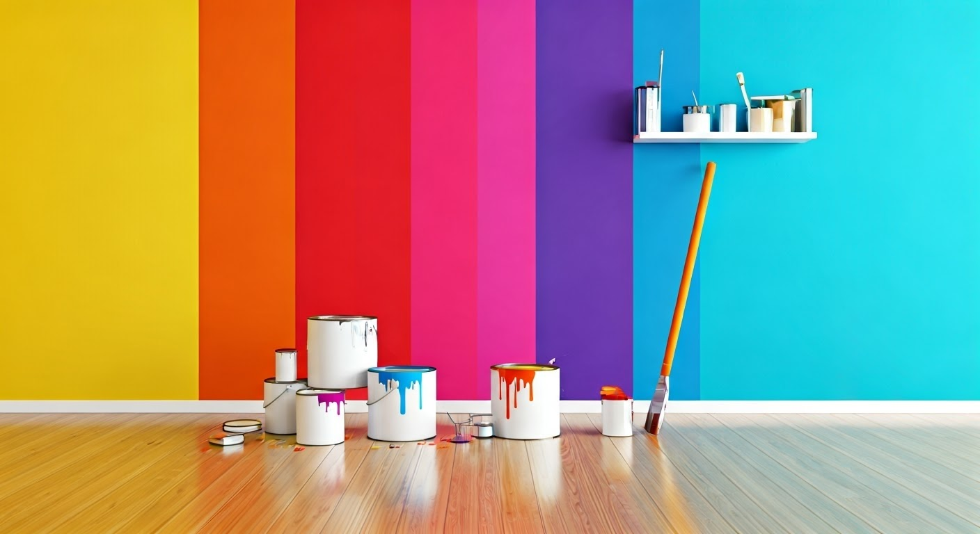 Colorful room painting scene