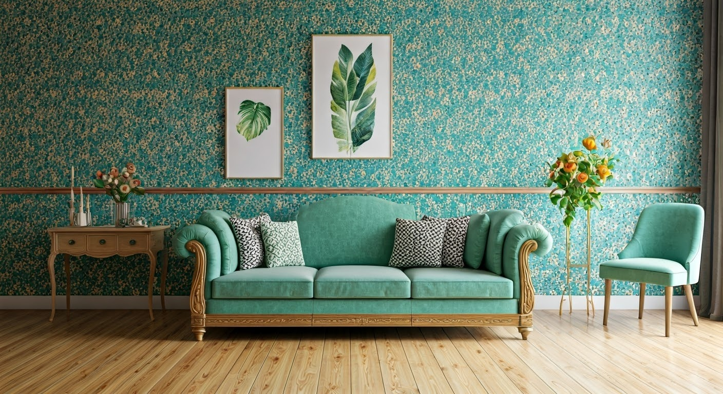Transformed room with painted wallpaper
