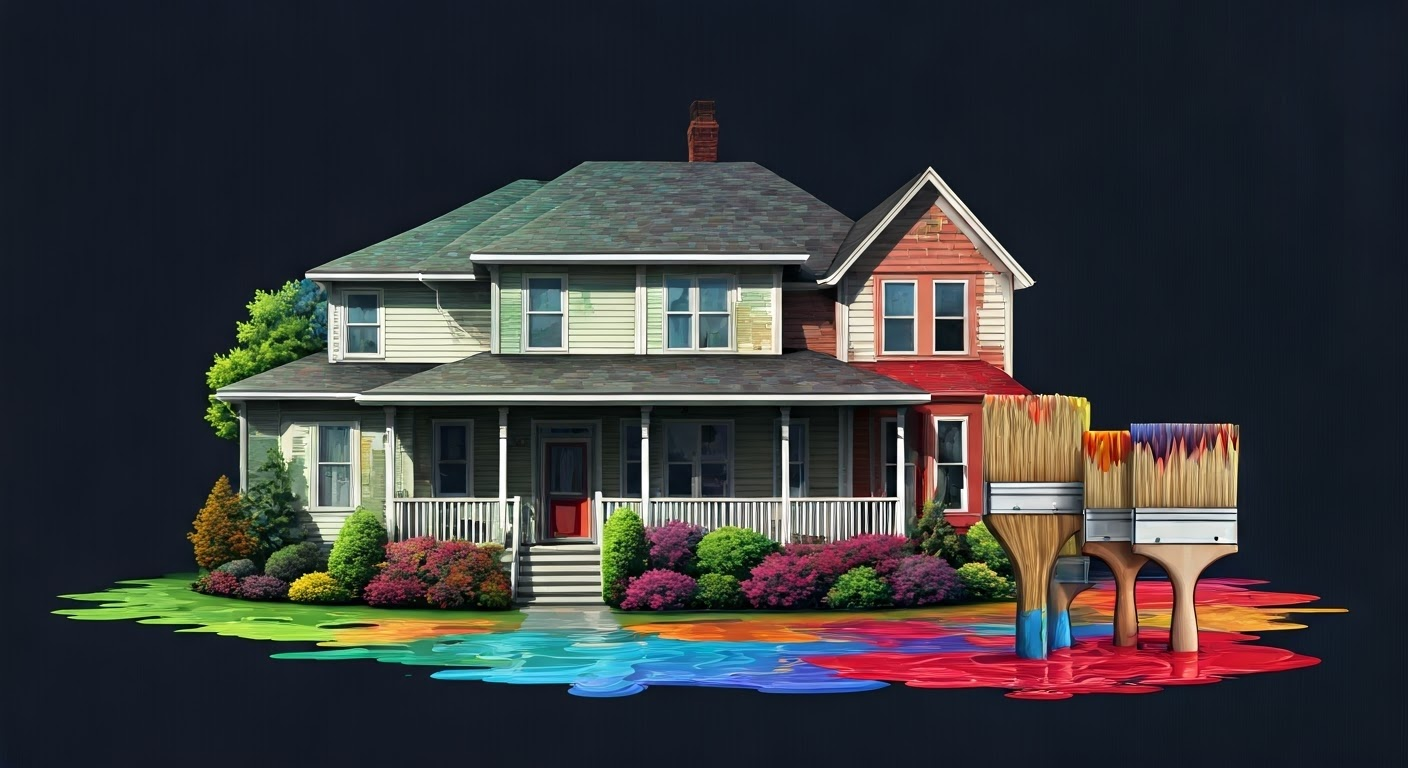 Colorful house painting scene