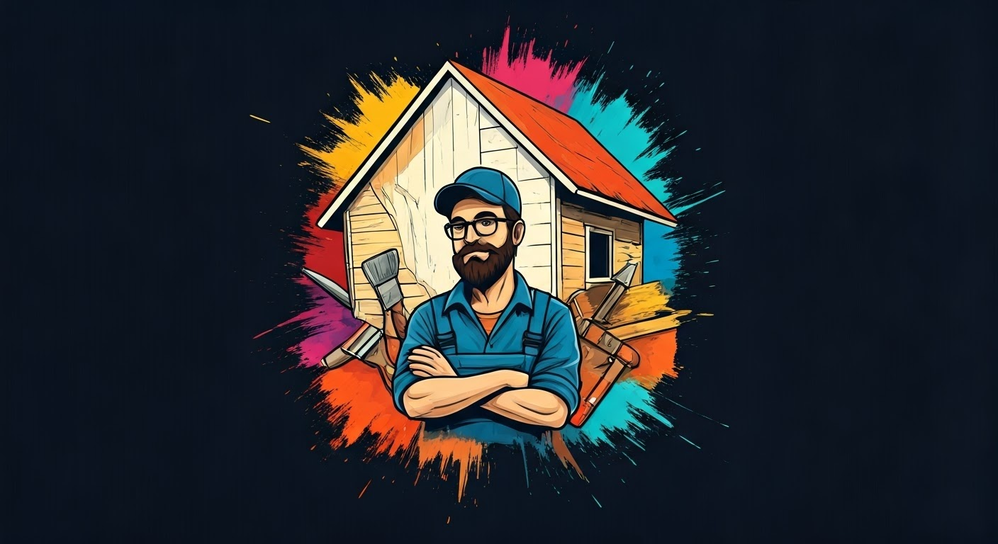 Illustration of a house painter