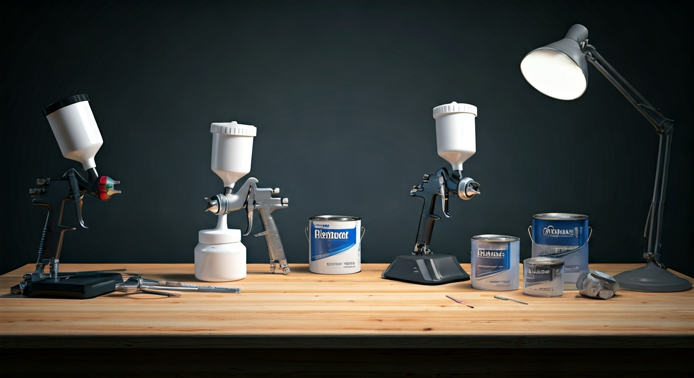 paint sprayers in workspace